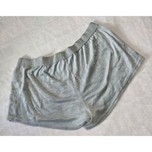 Juicy Couture Womens XL Dusty Green Gray Velour Sleep Shorts Spellout Booty Y2K